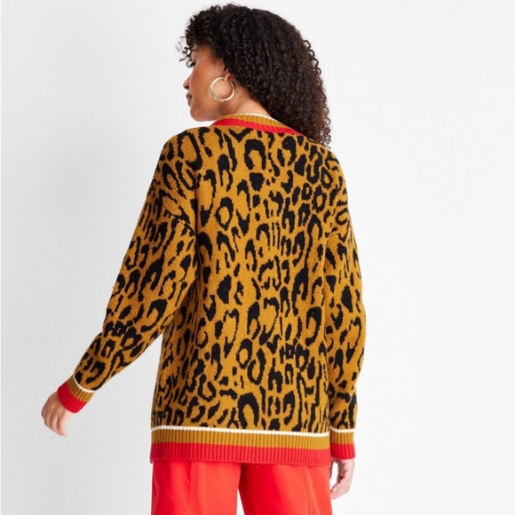 Future collective kahlana barfield brown leopard print varsity cardigan nwt - Picture 2 of 5